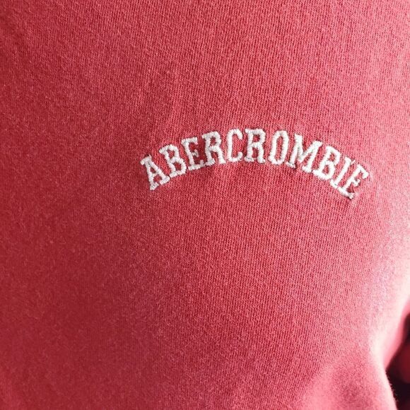 VINTAGE 90s Abercrombie red embroidered long sleeve tee shirt XL - Picture 6 of 6